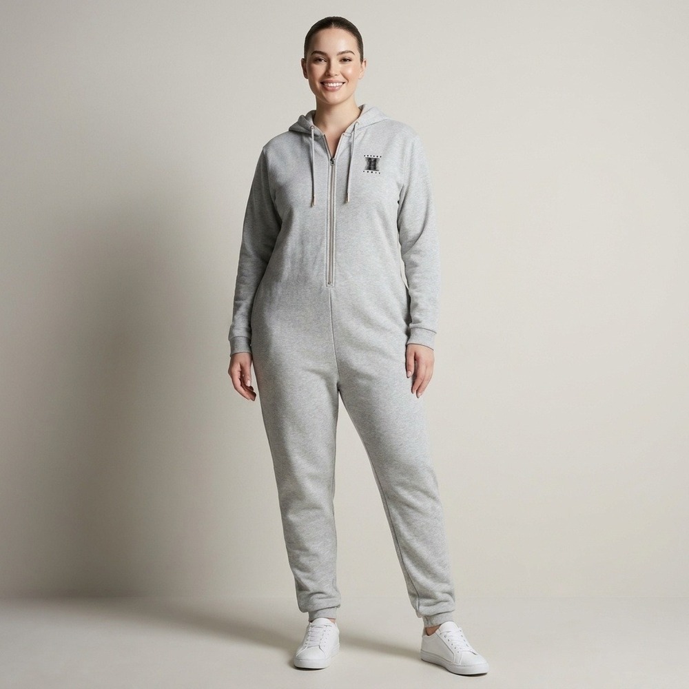 Savage X Fenty Women's Hooded Full Zip Jumpsuit Lounge Grey S New Streetwear‎